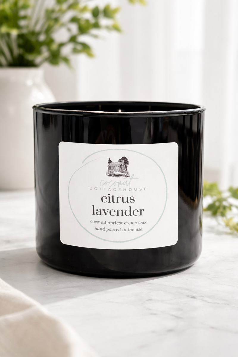 Citrus Lavender Candle – Coconut Apricot Wax | Clean Cotton Wick | 90-100 Hour Burn | Hand Poured