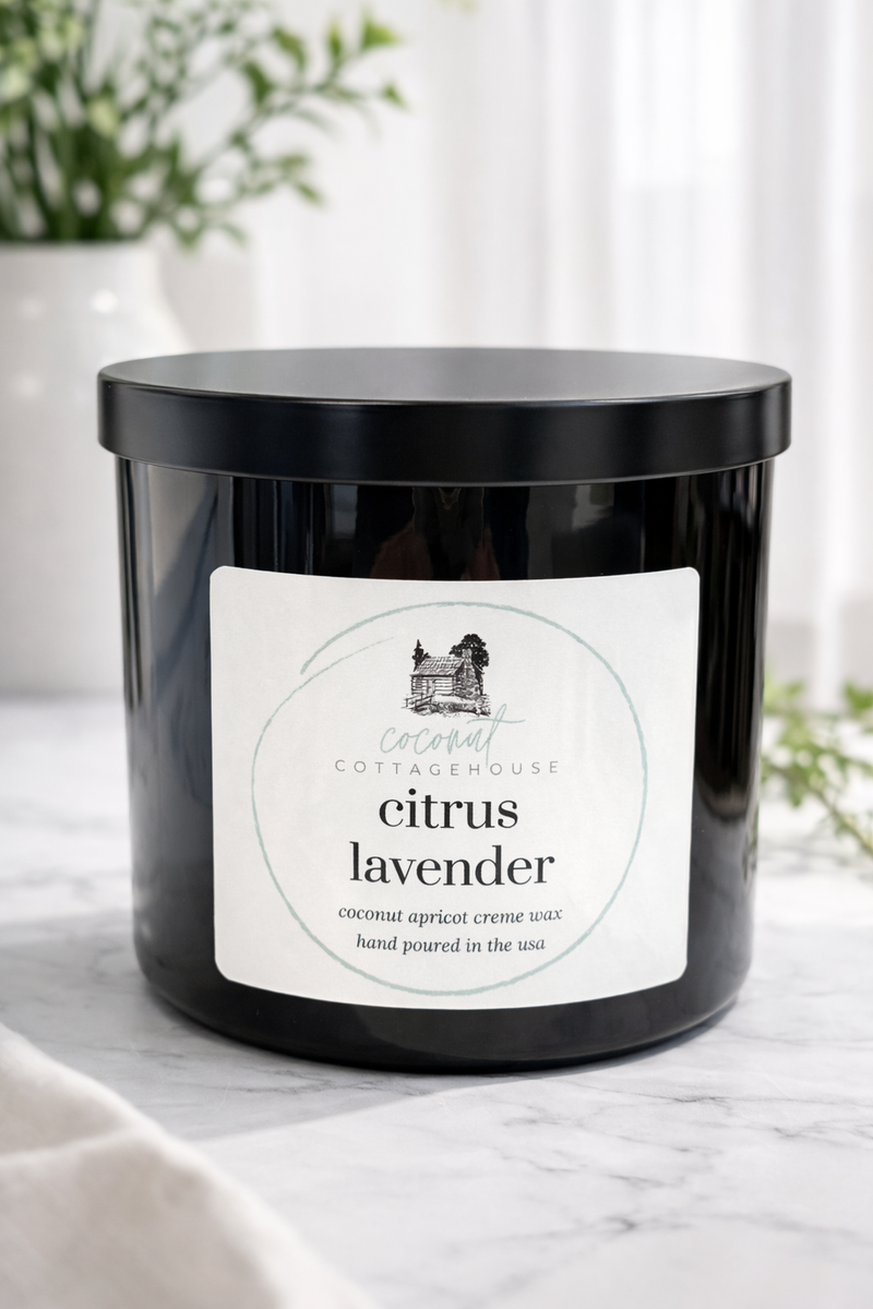 Citrus Lavender Candle – Coconut Apricot Wax | Clean Cotton Wick | 90-100 Hour Burn | Hand Poured